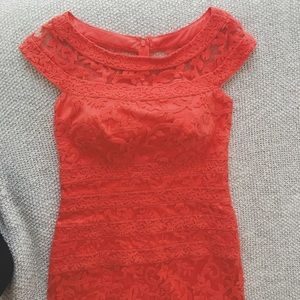 Tadashi Shoji red/coral midi dress